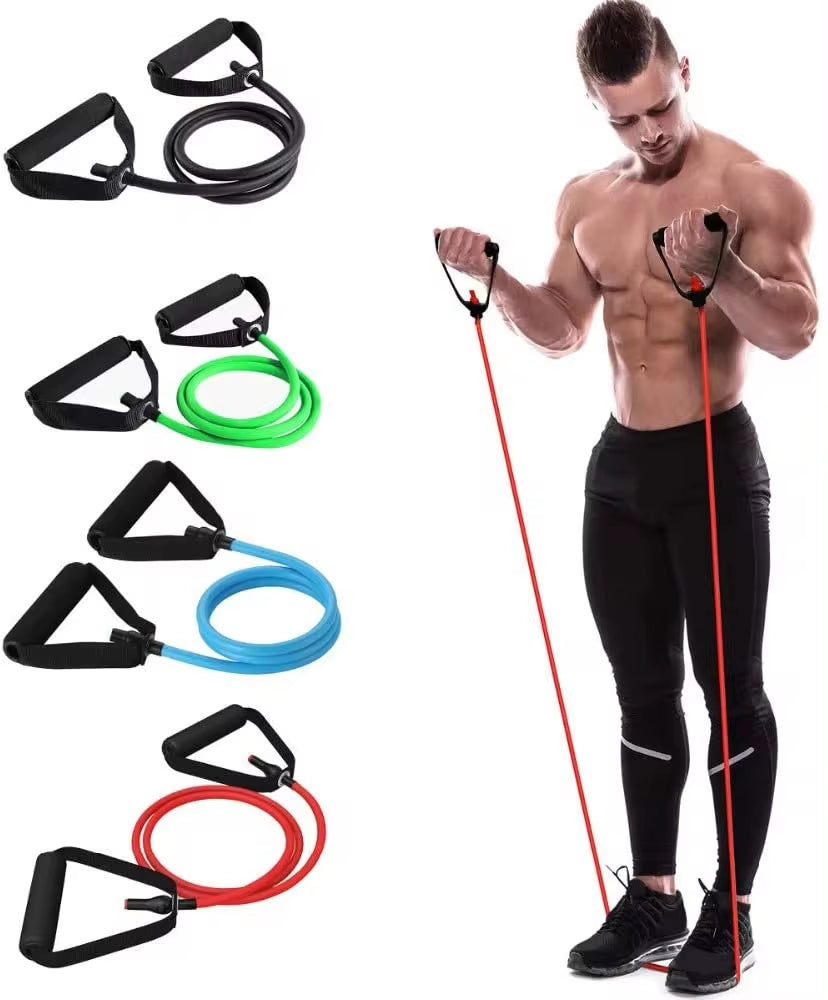 5-Level Resistance Hot Yoga Pull Rope Bands with Handles for Home Gym Muscle Training and Bodybuilding